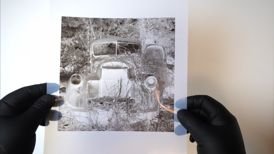 A digital inkjet negative printed on Pictorico transparency film.